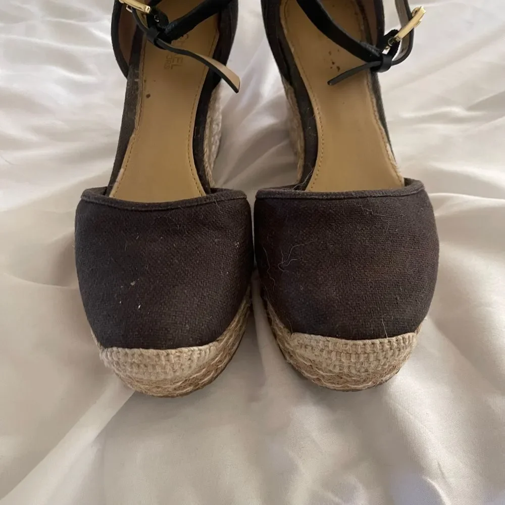 Michael Michael Kors Espadrilles Canvas and Leather Boho Wedges Size 6‎